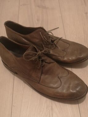 Pantanetti Classic Men’s Leather Wingtip Lace-Up Shoes in Brown